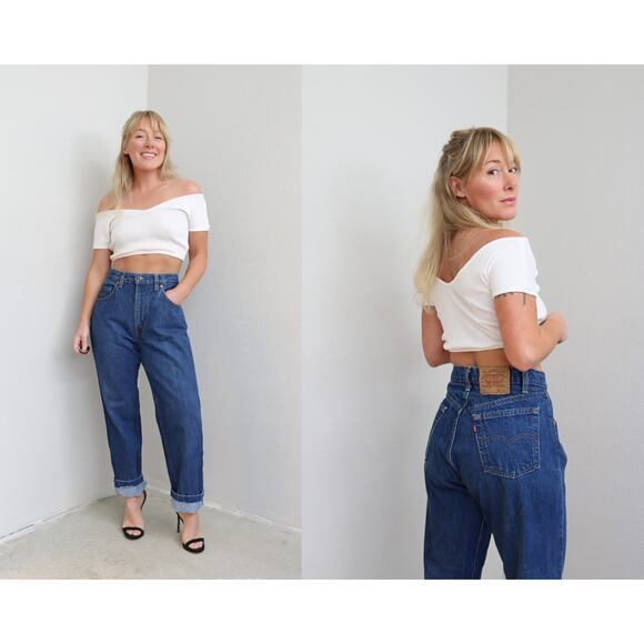 1970's Vintage Levi's 505 Canadian Dark Wash Jeans ~ Women's MD LG 32" 33" Waist - Picture 1 of 9